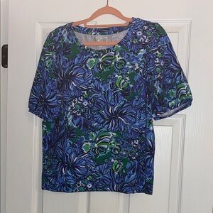 Lilly Pulitzer Blue and Green Floral Blouse